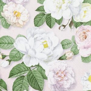 20 Servietten La Rosa Rose Weibe Rosen Auf Rosa 33x33cm 212124