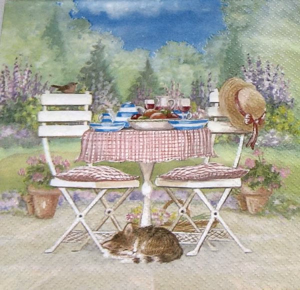 36 363415 Serviette Katze Unterm Gartentisch 36 363415 Serviette Katze Unterm Gartentisch